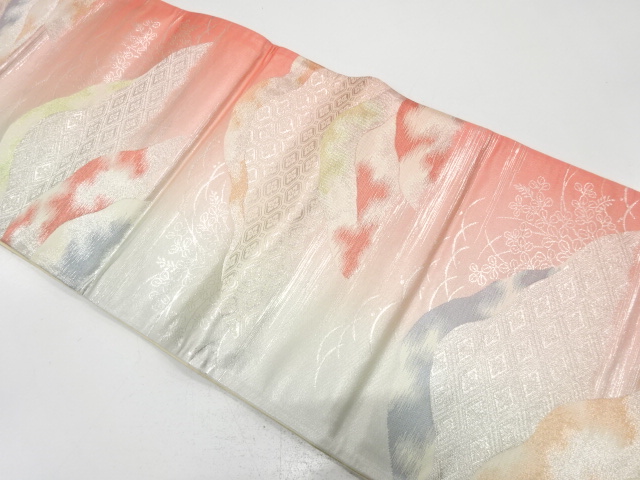 JAPANESE KIMONO / ANTIQUE FUKURO OBI / SILK / WOVEN CLASSICAL PATTERN